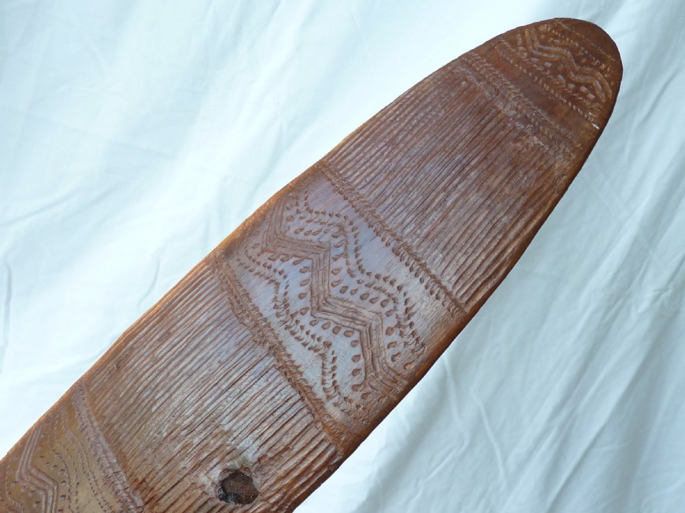 Australian Aboriginal Carved Parrying Shield Club Wunda Fluted Narrow Stick Tribal Art View VIII