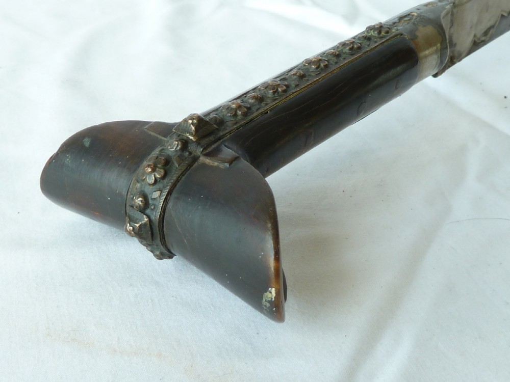 Turkish Yataghan Sword Silver Gold Damascened Blade Ottoman Islamic Calligraphy  View V