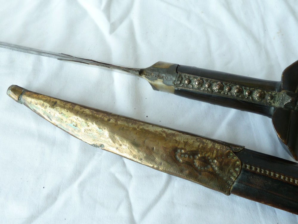 Turkish Yataghan Sword Silver Gold Damascened Blade Ottoman Islamic Calligraphy  View XIII