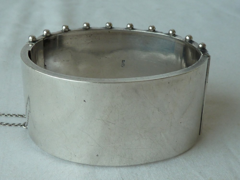 1893 English Victorian Hallmarked Solid Sterling Silver Rose Yellow Gold Cuff Bangle Bracelet View V