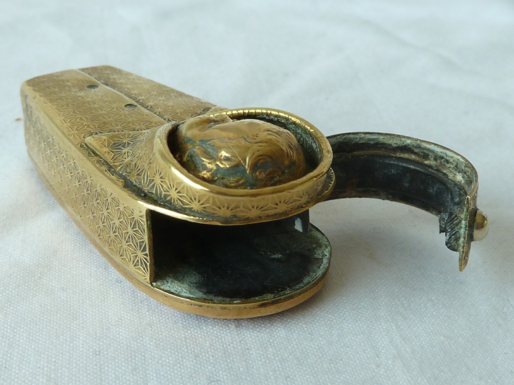 Carlsbad Pietra Dura Novelty Brass Baby in Shirt Vesta Case Match Box  View VI