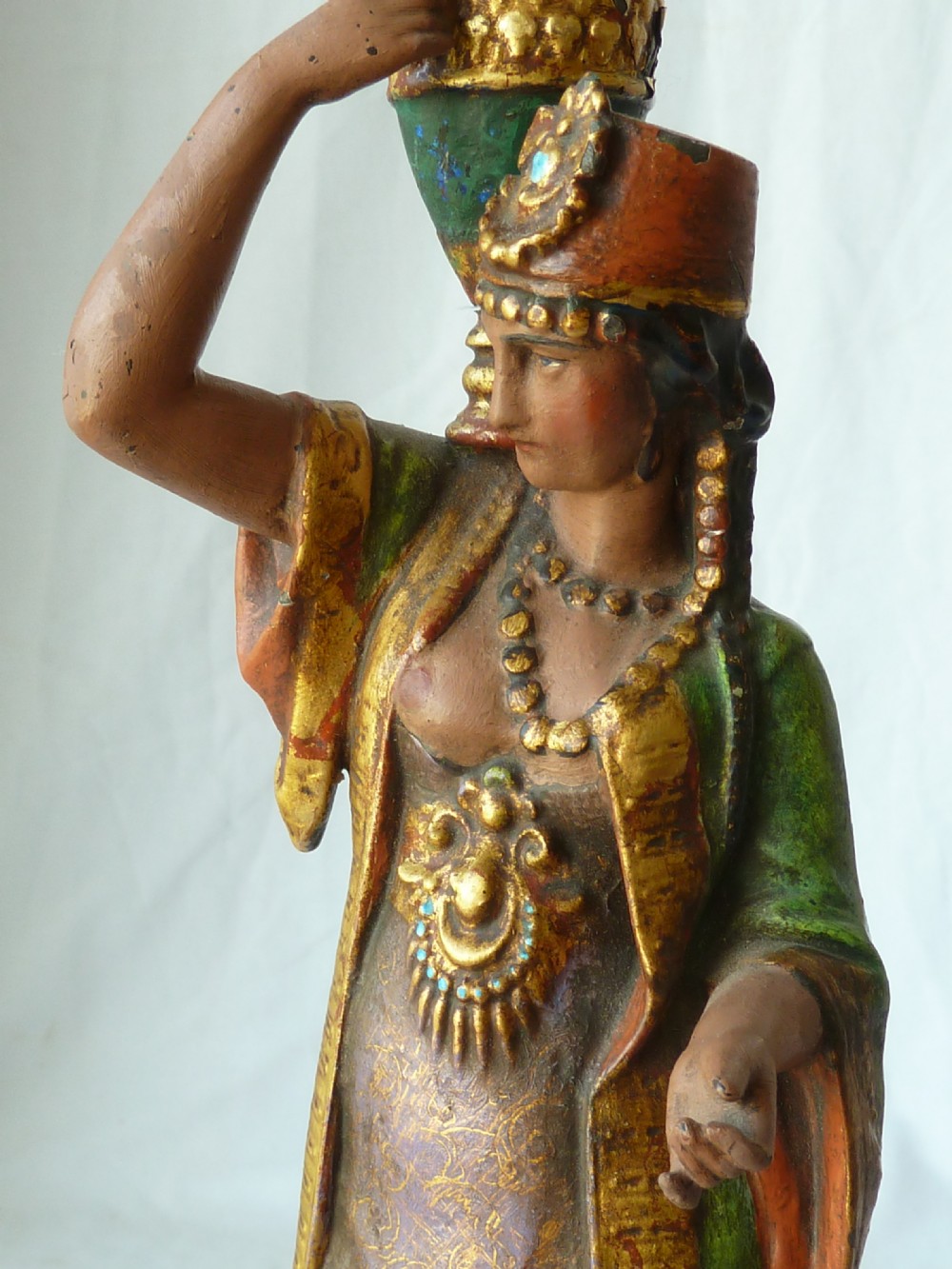 Pair French Cold Painted Spelter Figural Candlesticks Eastern Arabic Sculpture View V