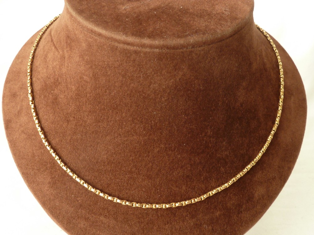 Victorian 9 Carat Gold Fancy Link Belcher Chain Necklace 17.5