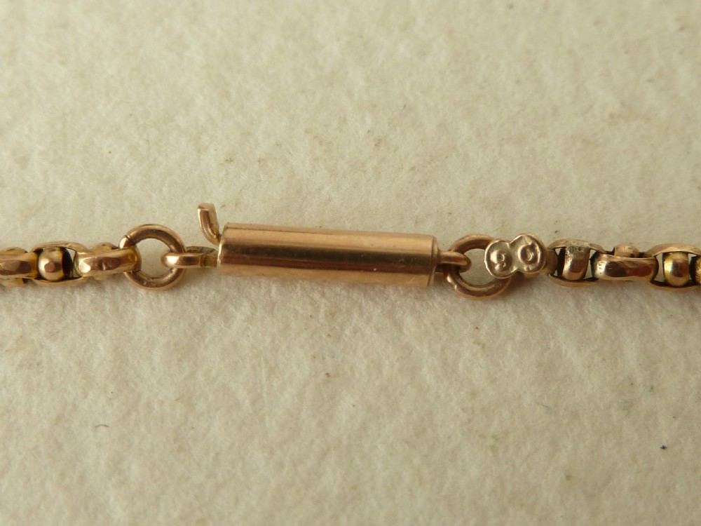 Victorian 9 Carat Gold Fancy Link Belcher Chain Necklace 17.5