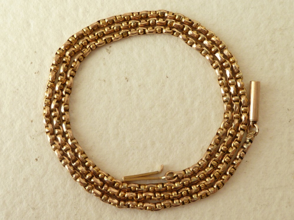 Victorian 9 Carat Gold Fancy Link Belcher Chain Necklace 17.5