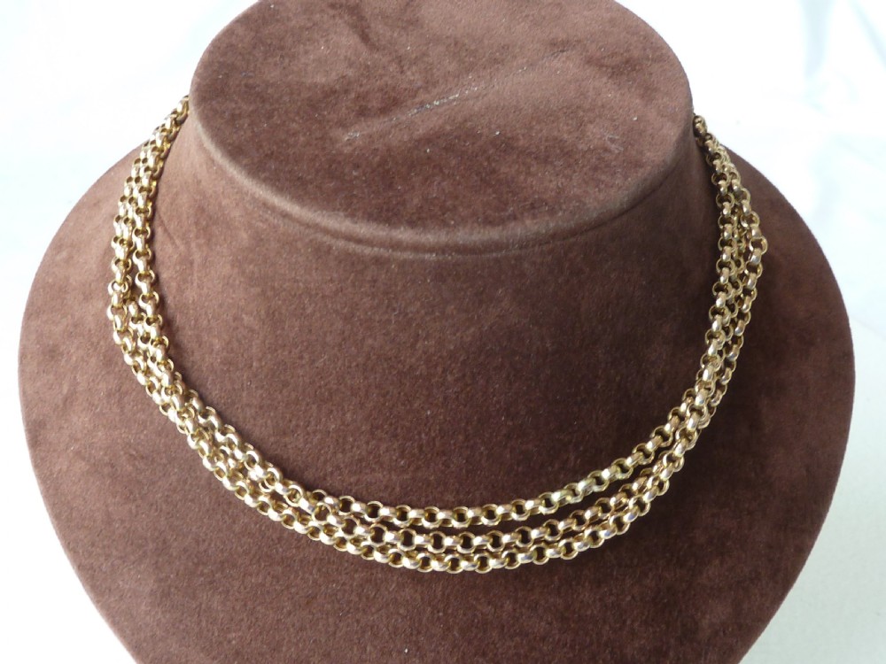 Victorian 9 Carat Yellow Gold Long Guard Chain 43.5