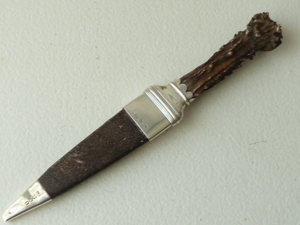 Edinburgh Silver Stag Skean Dhu Dirk Dagger Knife 1900 Scottish Hallmarked