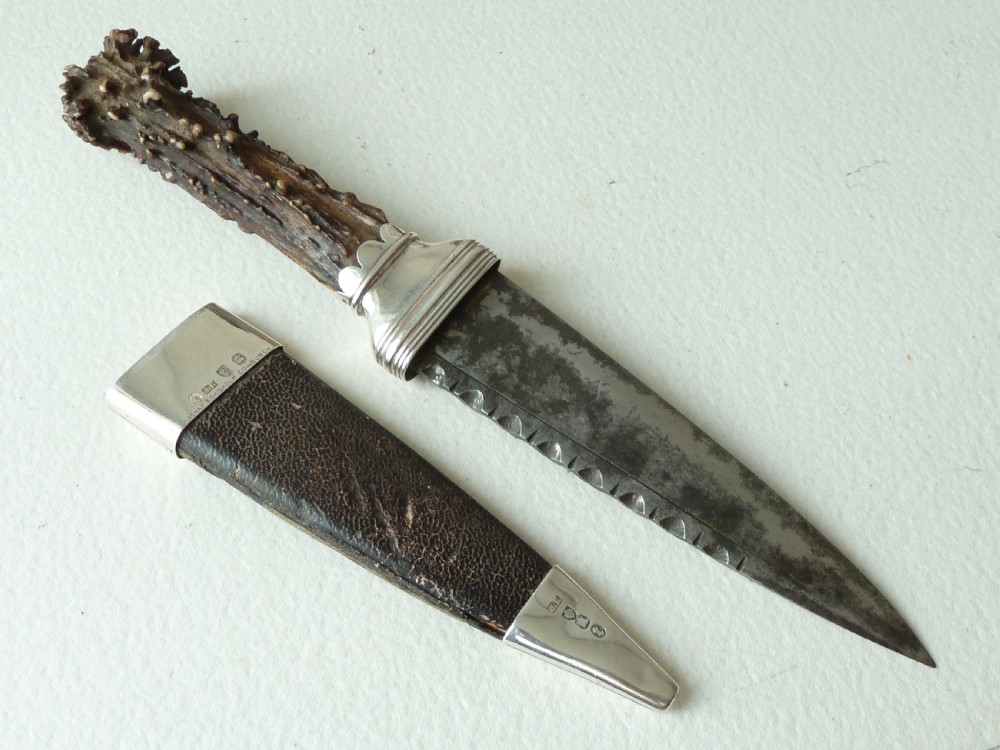 Edinburgh Silver Stag Skean Dhu Dirk Dagger Knife 1900 Scottish Hallmarked View VI