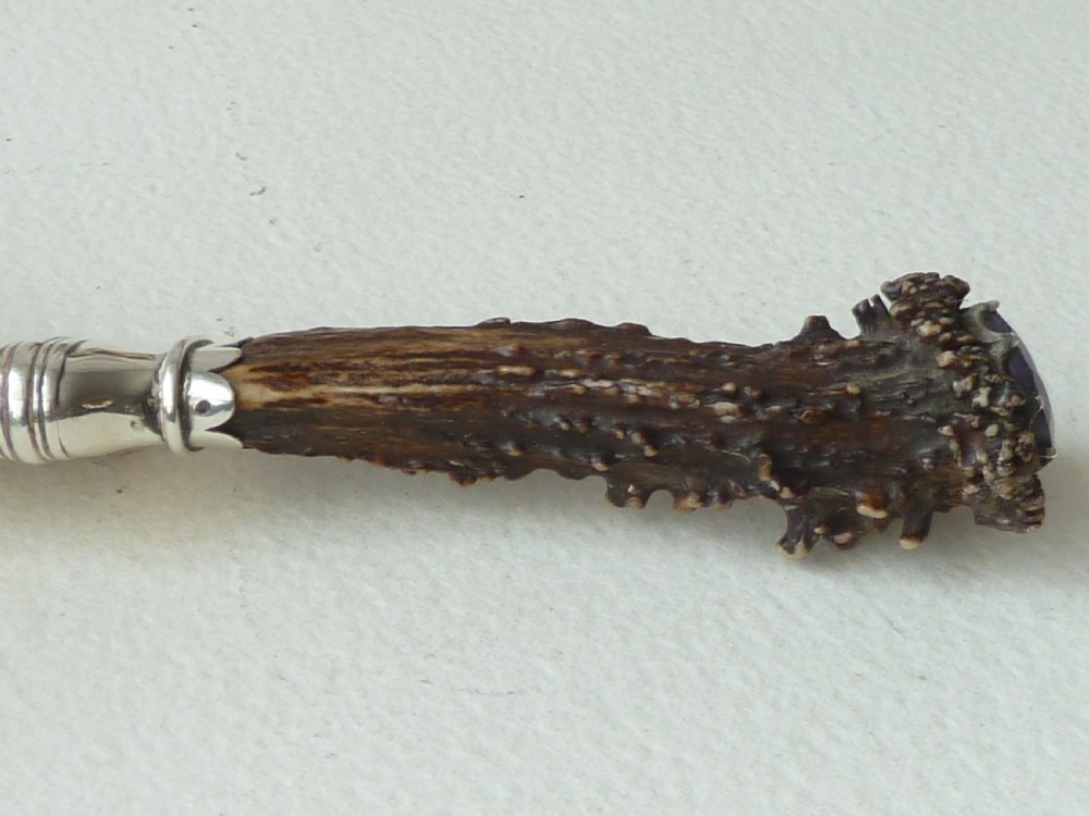 Edinburgh Silver Stag Skean Dhu Dirk Dagger Knife 1900 Scottish Hallmarked View VII