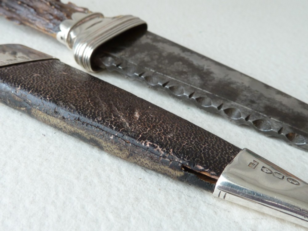 Edinburgh Silver Stag Skean Dhu Dirk Dagger Knife 1900 Scottish Hallmarked View VIII