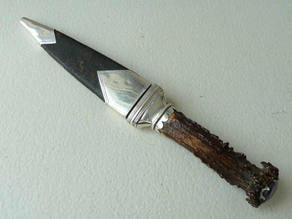Edinburgh Silver Stag Skean Dhu Dirk Dagger Knife 1900 Scottish Hallmarked View IX