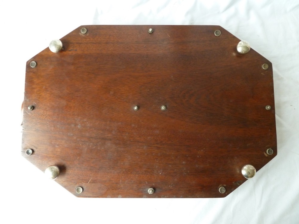 Victorian Silver Plate Mahogany Rectangular Gallery Tray EPNS Antique View IV