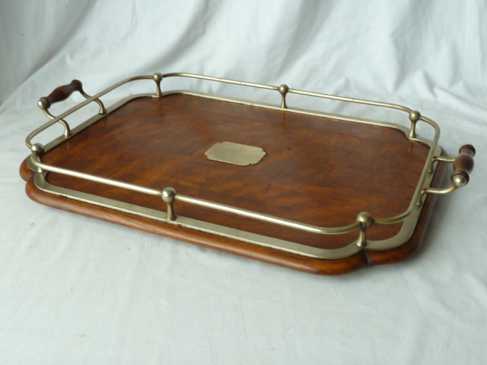 Victorian Silver Plate Oak Rectangular Gallery Tray EPNS View II