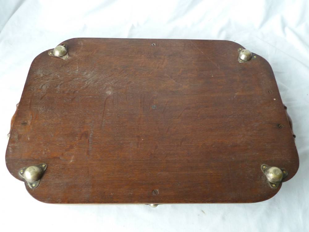 Victorian Silver Plate Oak Rectangular Gallery Tray EPNS View IV