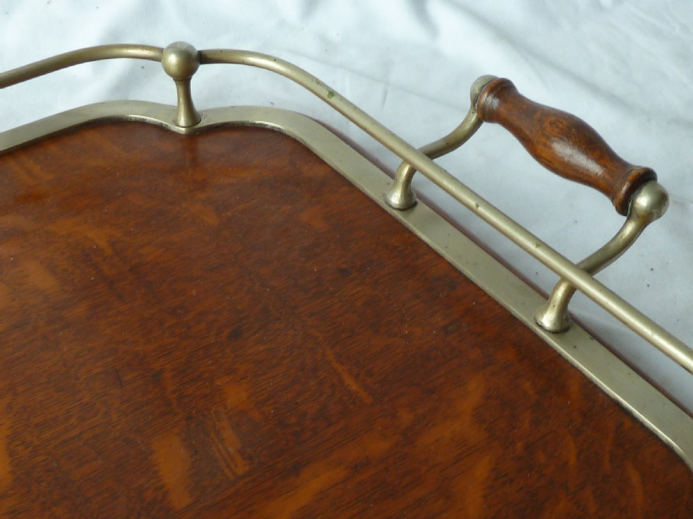 Victorian Silver Plate Oak Rectangular Gallery Tray EPNS View VI