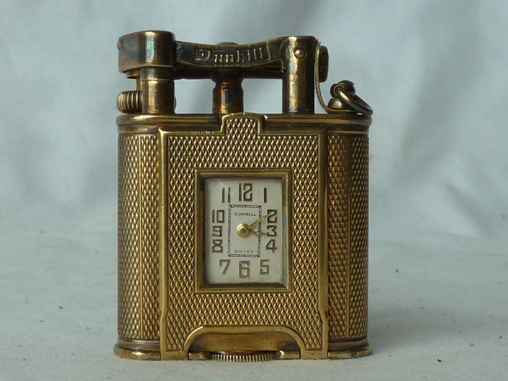 1934 Silver Gilt Dunhill Watch Lighter Hallmarked Sterling Pocket Petrol Cigarette