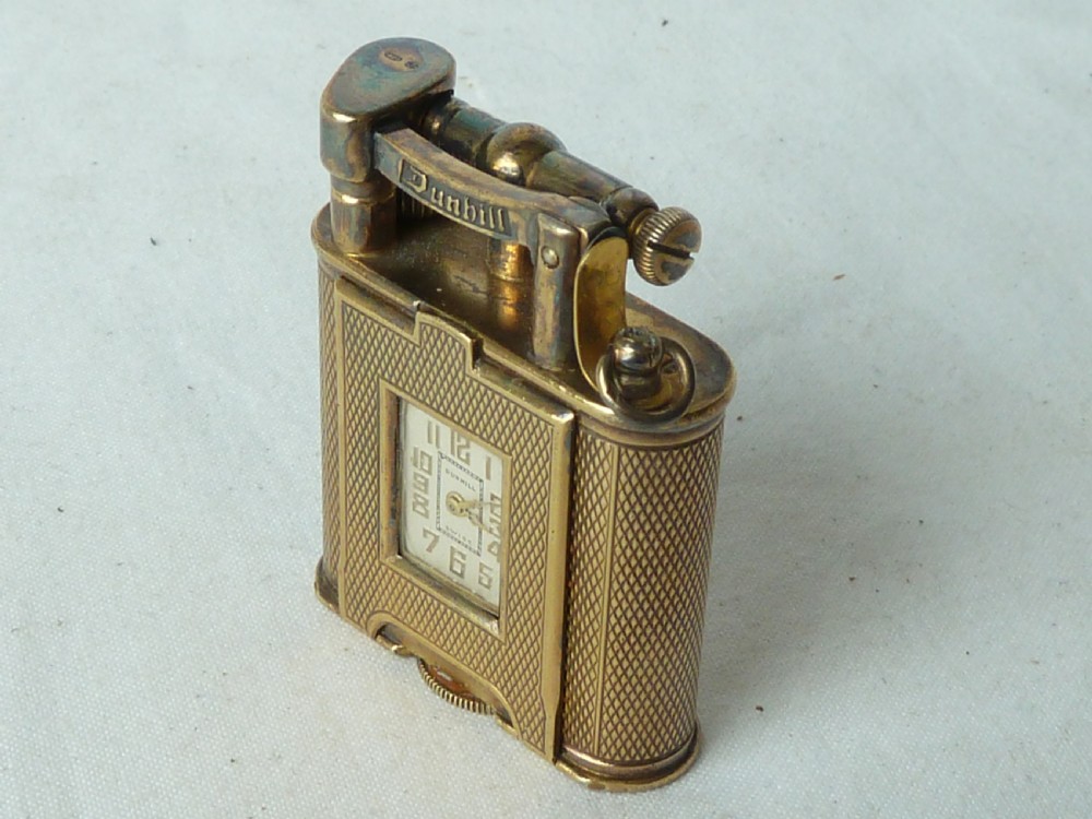 1934 Silver Gilt Dunhill Watch Lighter Hallmarked Sterling Pocket Petrol Cigarette View IV