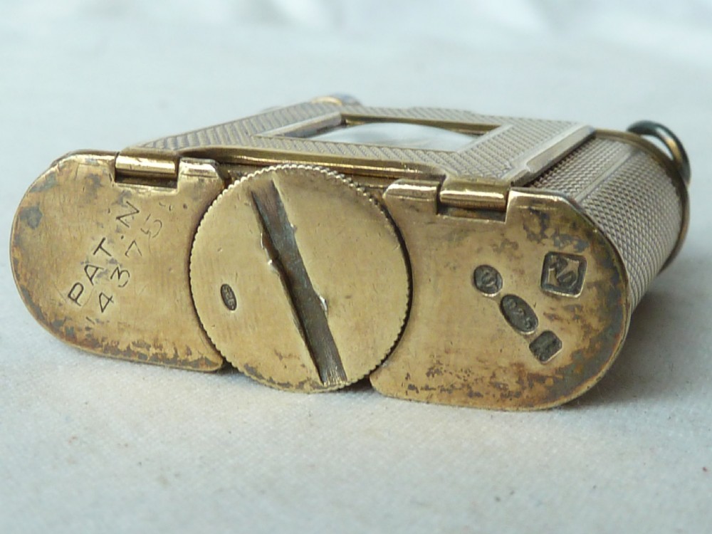 1934 Silver Gilt Dunhill Watch Lighter Hallmarked Sterling Pocket Petrol Cigarette View VI