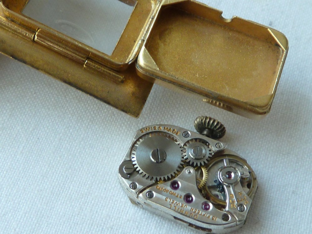 1934 Silver Gilt Dunhill Watch Lighter Hallmarked Sterling Pocket Petrol Cigarette View XI