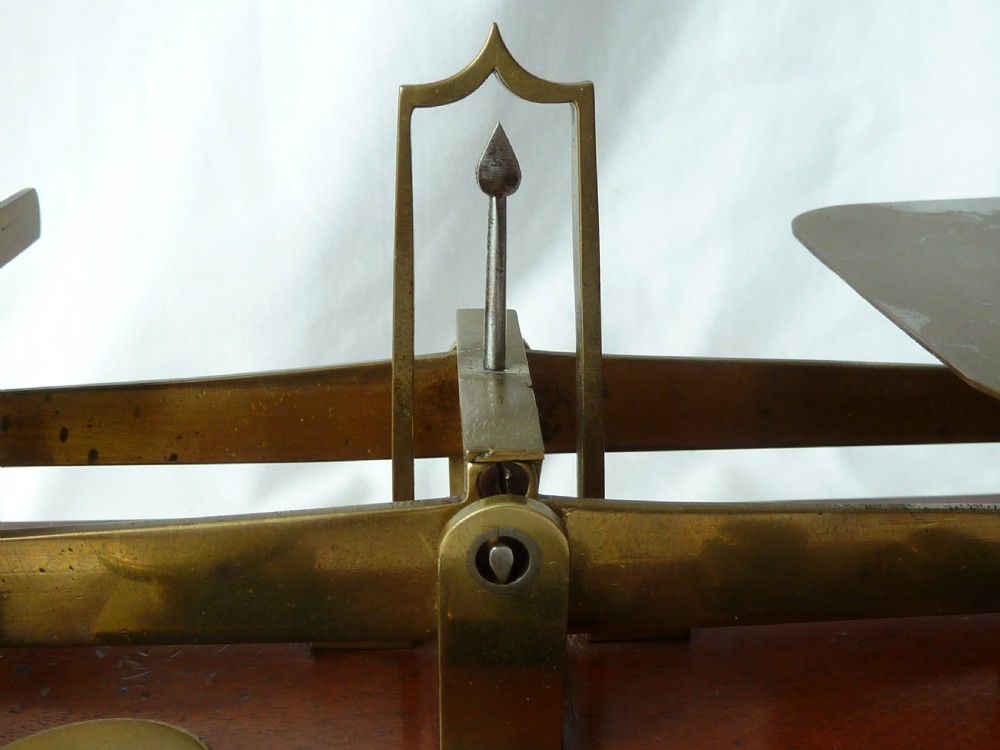 Victorian Brass Letter Postal Balance Brass Square Weights Box Scales View II