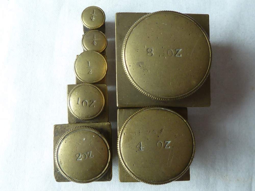 Victorian Brass Letter Postal Balance Brass Square Weights Box Scales View VI