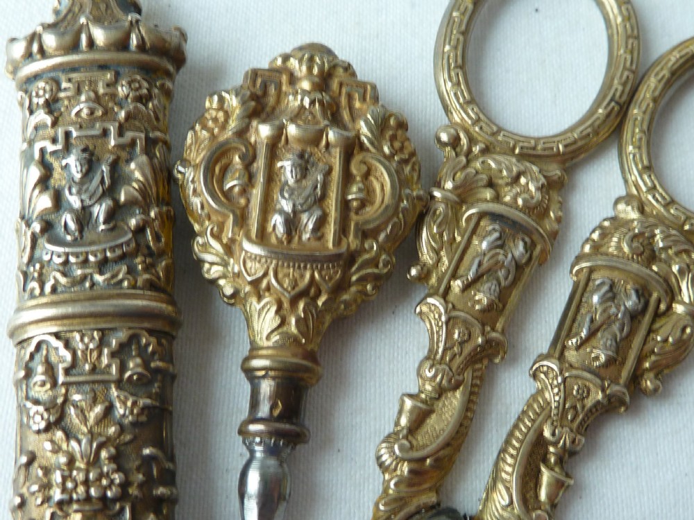 French Chinoiserie Silver Gilt Sewing Etui Necessaire Dreyfous Paris View IX