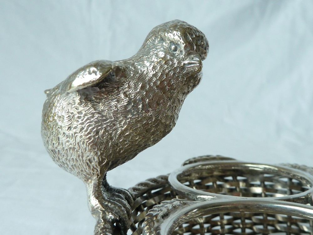English Novelty Chick Egg Basket Cruet Silver Plate Mappin & Web Victorian View VI