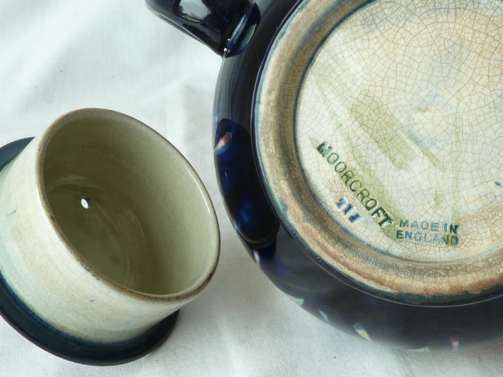 Moorcroft Wisteria Plum Tea Set 1923 Silver Mounted Teapot Jug Sugar Bowl View IV