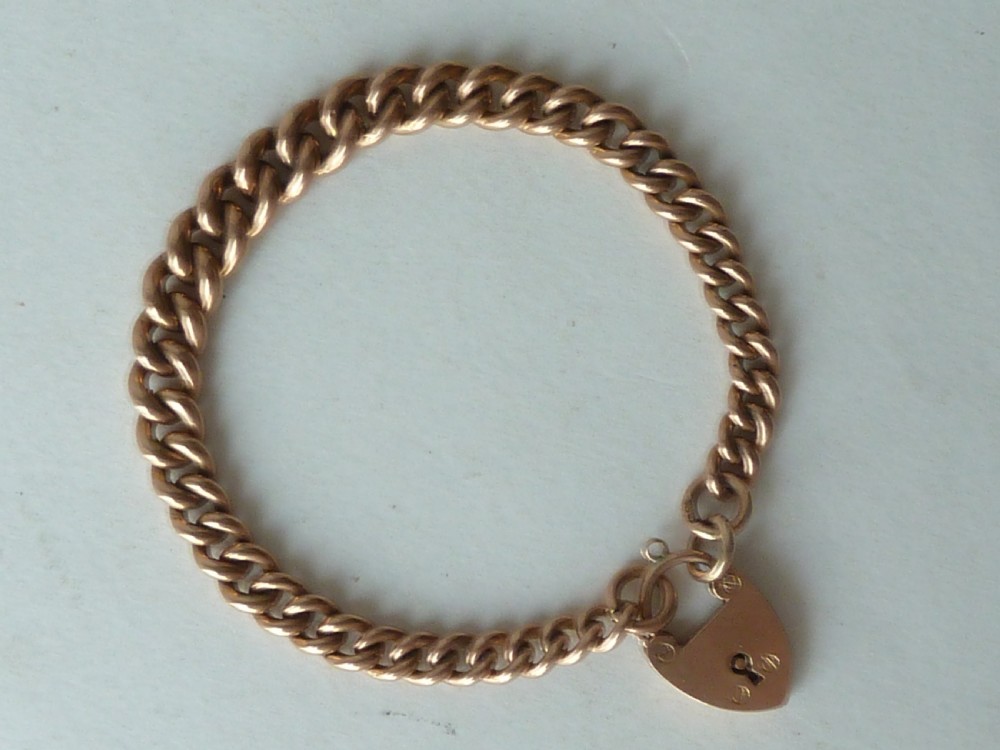 1920 26.5g Solid 9 Carat Gold Chain Bracelet Graduated Curb Link View II