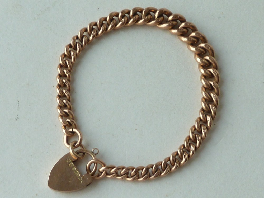 1920 26.5g Solid 9 Carat Gold Chain Bracelet Graduated Curb Link View III