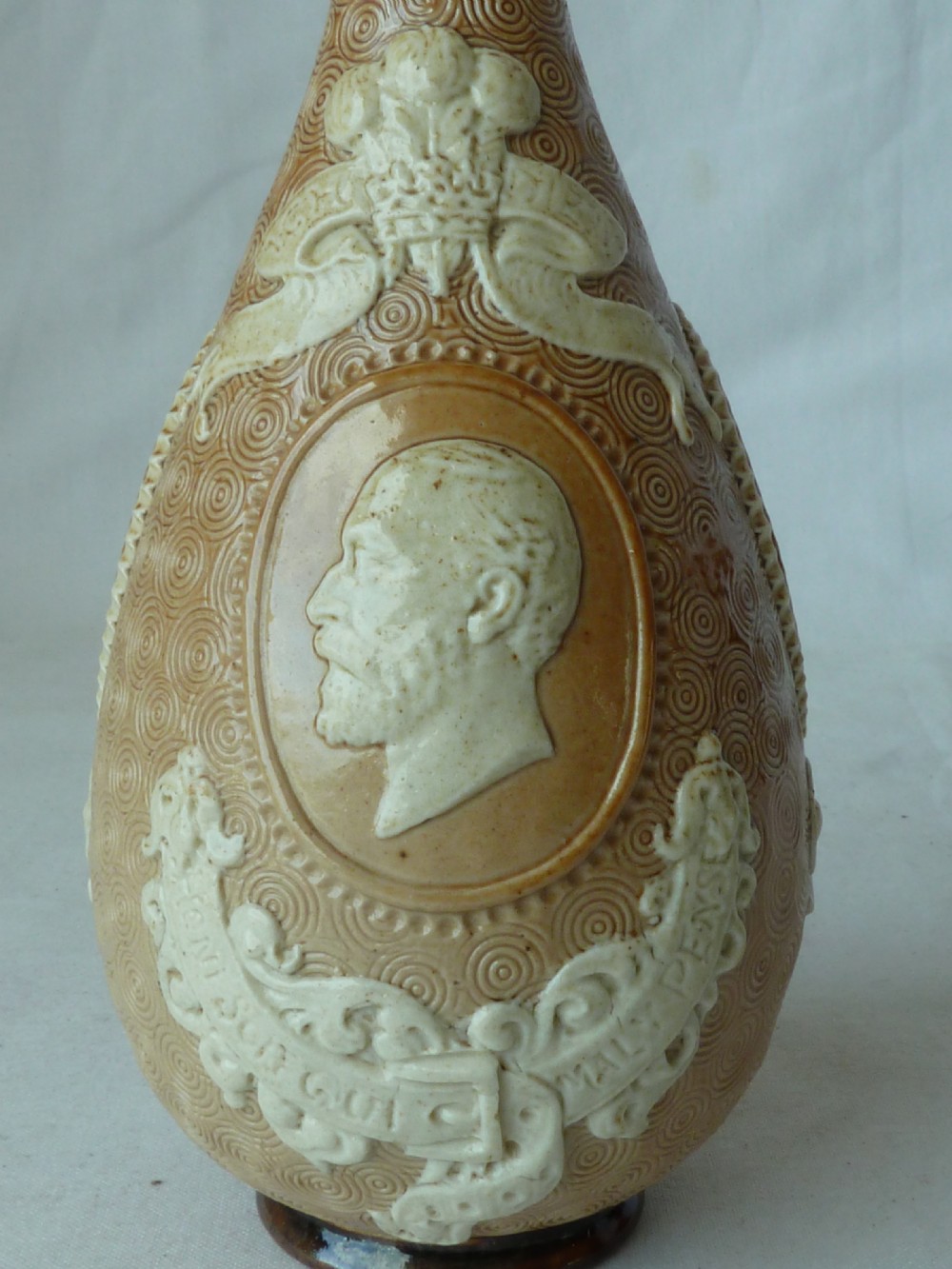 Doulton Lambeth Stoneware Albert Medal Society of Arts 1885 Royal Commemorative Vase View IV