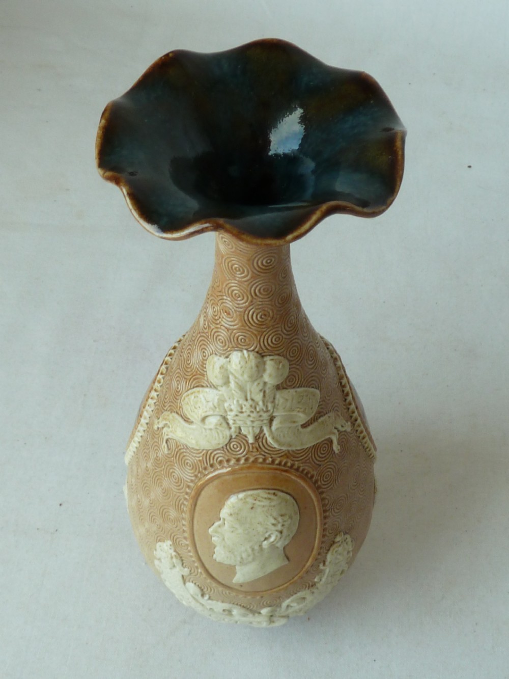 Doulton Lambeth Stoneware Albert Medal Society of Arts 1885 Royal Commemorative Vase View VI