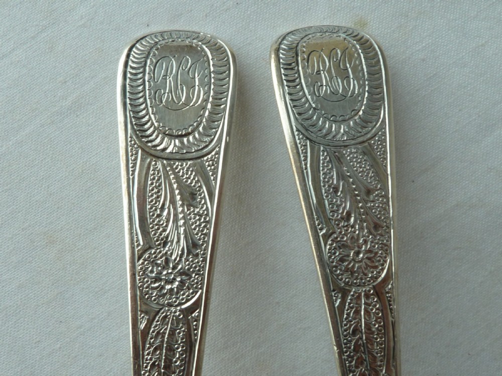 Pair Silver Berry Spoons Boxed Georgian Victorian Serving Table Sterling Hallmarked View VIII
