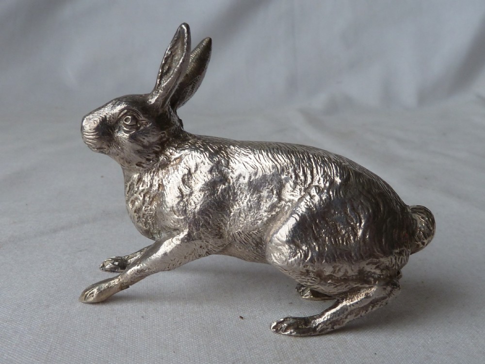 Solid Silver Hare Model Hallmarked Sterling Rabbit Edward Barnard Bros