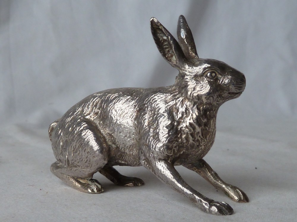Solid Silver Hare Model Hallmarked Sterling Rabbit Edward Barnard Bros View IV