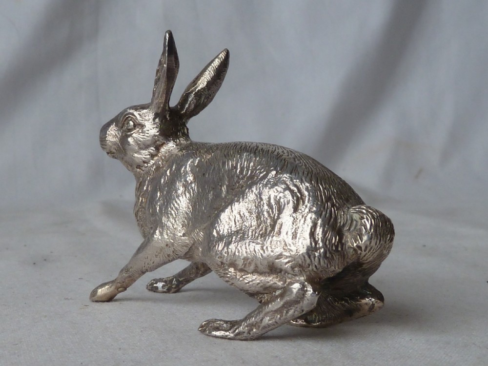 Solid Silver Hare Model Hallmarked Sterling Rabbit Edward Barnard Bros View V