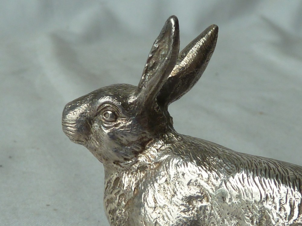 Solid Silver Hare Model Hallmarked Sterling Rabbit Edward Barnard Bros View IX