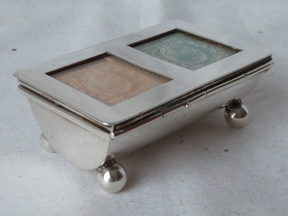 Edwardian Double Postage Stamp Case Box 1903 Sterling Silver