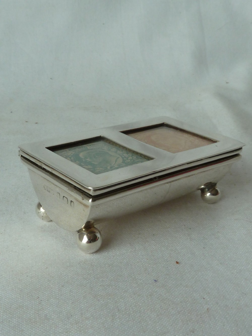 Edwardian Double Postage Stamp Case Box 1903 Sterling Silver View II