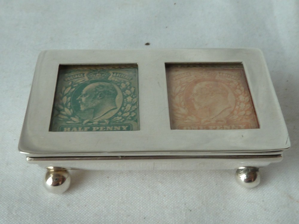 Edwardian Double Postage Stamp Case Box 1903 Sterling Silver View III