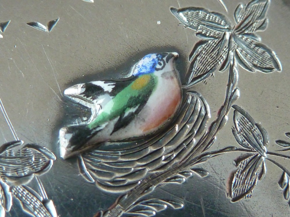 Wheel Brooch Pin Nesting Bird Victorian Enamel Silver Gold Aesthetic View VII