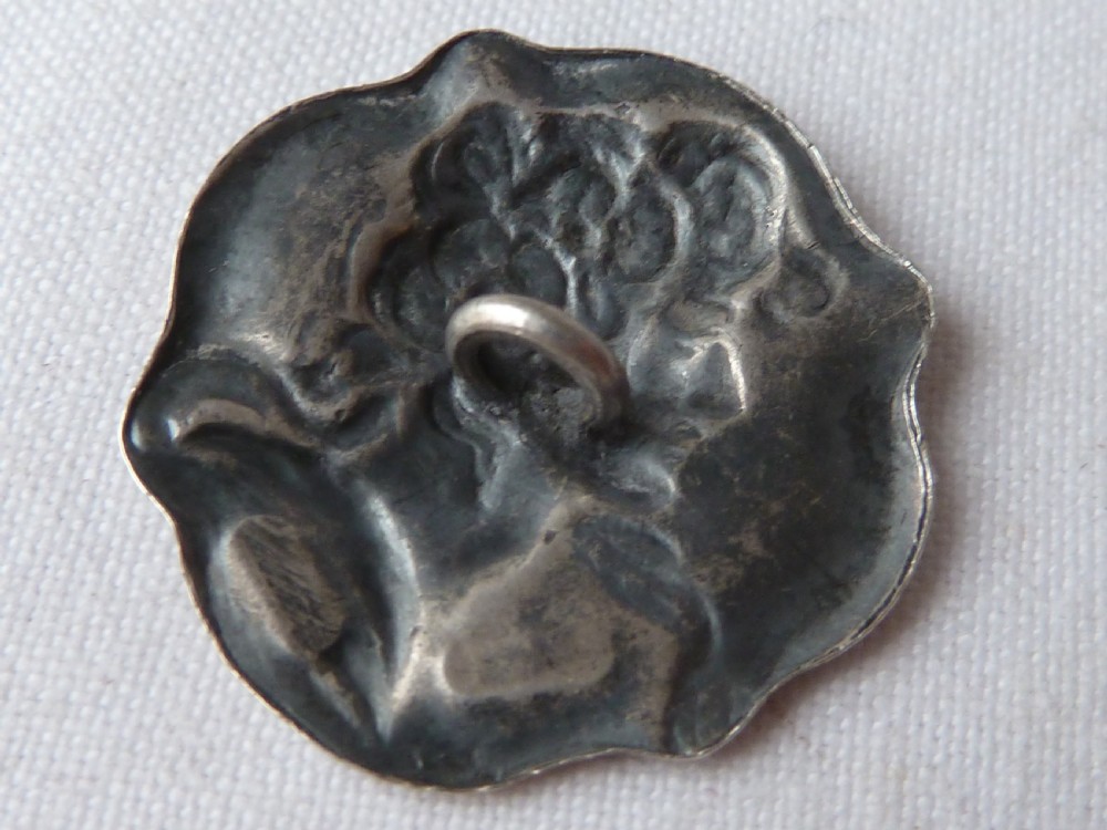 Boxed Set 6 Buttons Silver Art Nouveau Hallmarked 1900 Ladies Head View VI