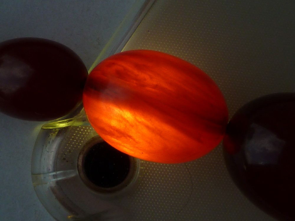 Bakelite Faux Cherry Red Amber Cloudy Bead Necklace 57 Grams  View IV