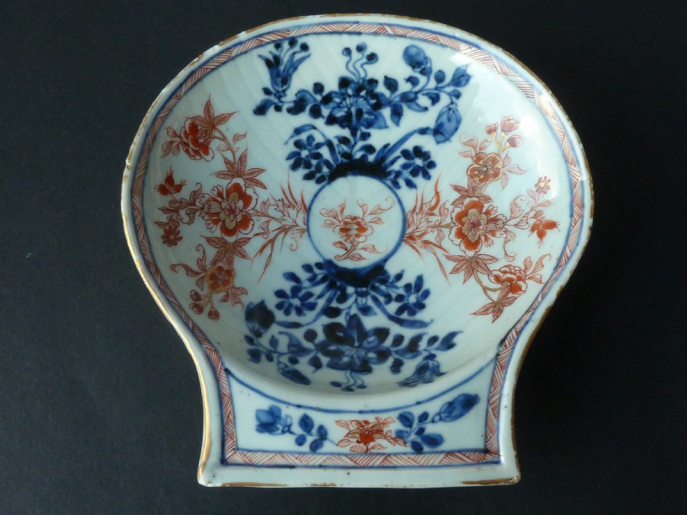 Chinese Imari Patern Porcelain Shell Bowl Serving Butter Dish Export 
