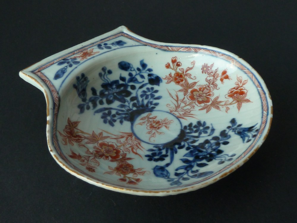 Chinese Imari Patern Porcelain Shell Bowl Serving Butter Dish Export  View III