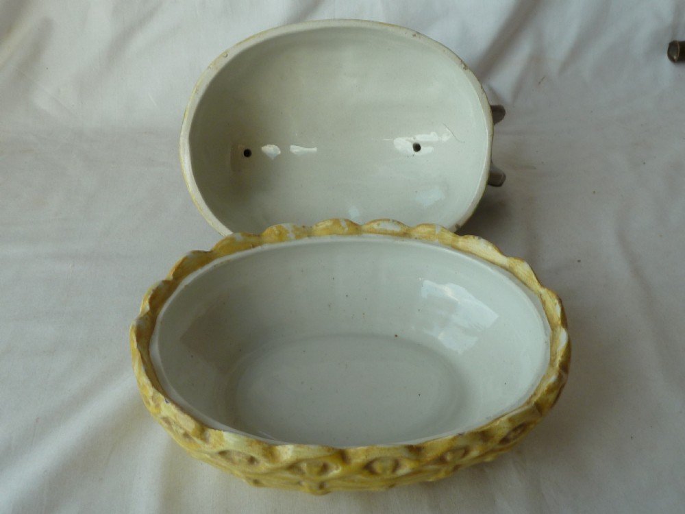 Hen On Nest Tureen Staffordshire Pottery Victorian Enamel Coloured Egg Chicken Basket Victorian View V