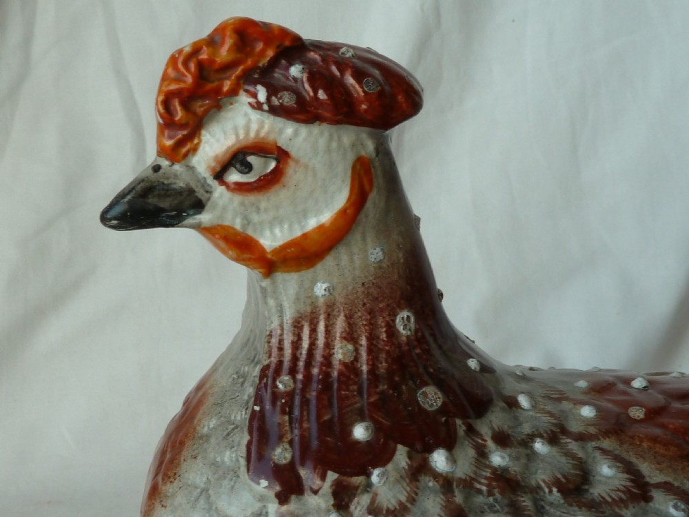 Hen On Nest Tureen Staffordshire Pottery Victorian Enamel Coloured Egg Chicken Basket Victorian View VII