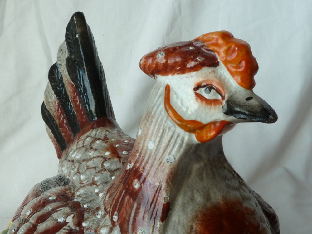 Hen On Nest Tureen Staffordshire Pottery Victorian Enamel Coloured Egg Chicken Basket Victorian View VIII