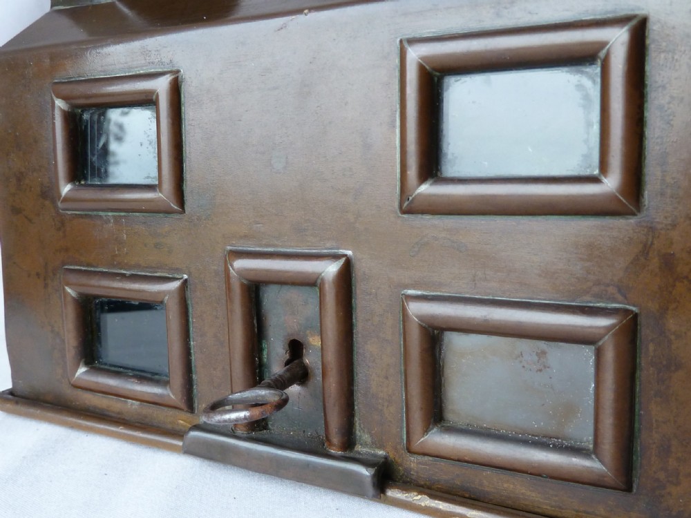 Patinated Brass Cottage Money Box Coin Bank Miniature Building House English Naive Folk Art View II