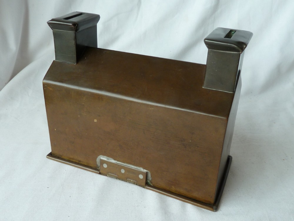 Patinated Brass Cottage Money Box Coin Bank Miniature Building House English Naive Folk Art View III